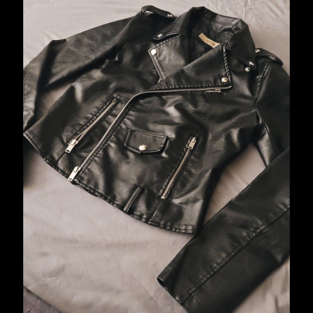 Faux Black Leather Jacket